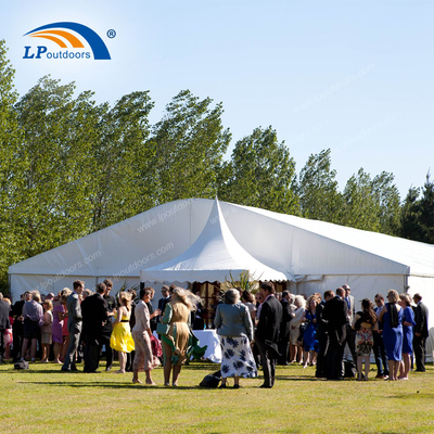 Luxury white mixed marquee tent with side walls for lawn weddings