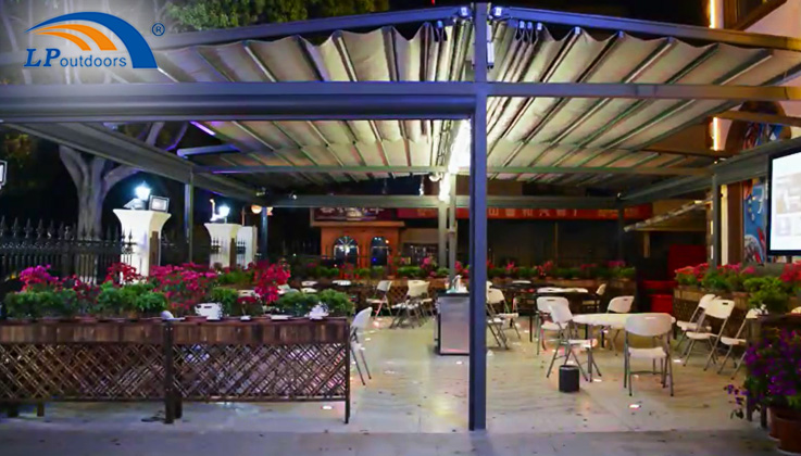 10x10m Retractable Roof of Remote Control Pergola as Outdoor Restaurant