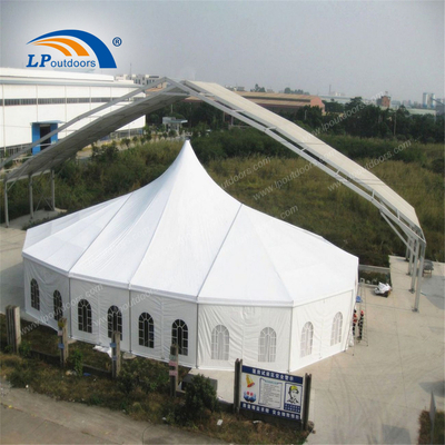 White outdoor flame retardant mixed marquee tent with PC windows for party